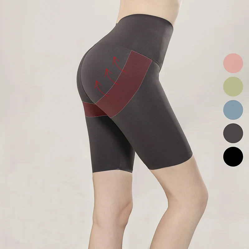 Женские реверсивные шорты для йоги пикантные высокоэластичные однотонные с