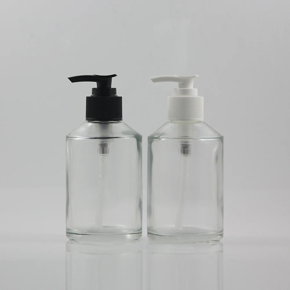 Hot Sale Glass Empty Clear Lotion Bottle 200ml with Black/White Pump