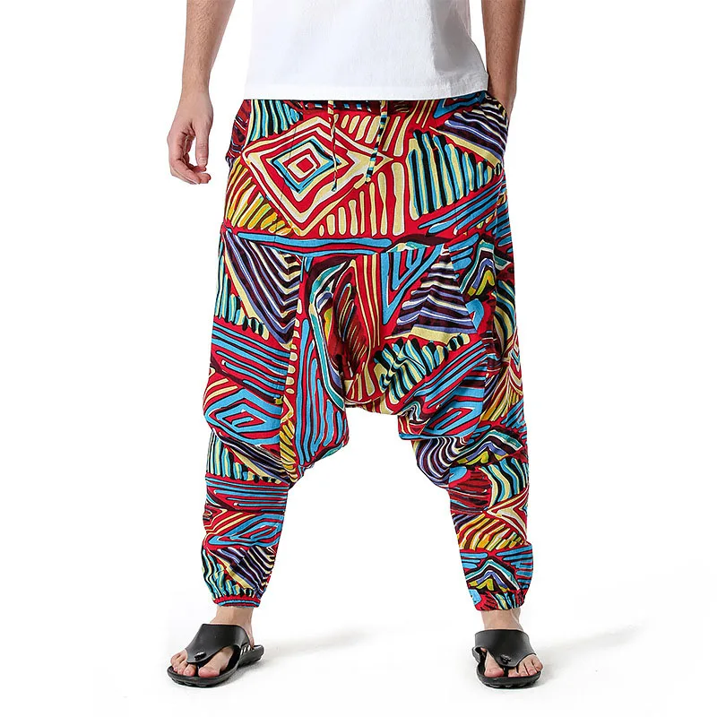 

Mens Cotton Harem Yoga Baggy Boho Pants 3D African Print Hip Hop Men Casual Joggers Sweatpants Streetwear Sports Trousers Male