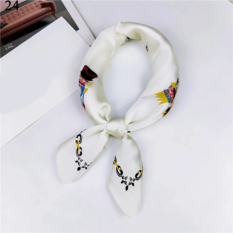 

DIY Hair Tie Square Scarf Female Bandana Shawl Hair Scarf Headscarf Print Small Neck Scarves Small Silk Soft Ring Hair Band