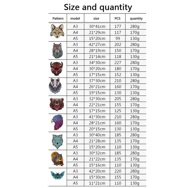 

1Pc Creative Animal Art Wooden Puzzle Difficult Irregular Interactive Gift DIY Jigsaw For Adults Puzzle Wood Toy Crafts Z4B3