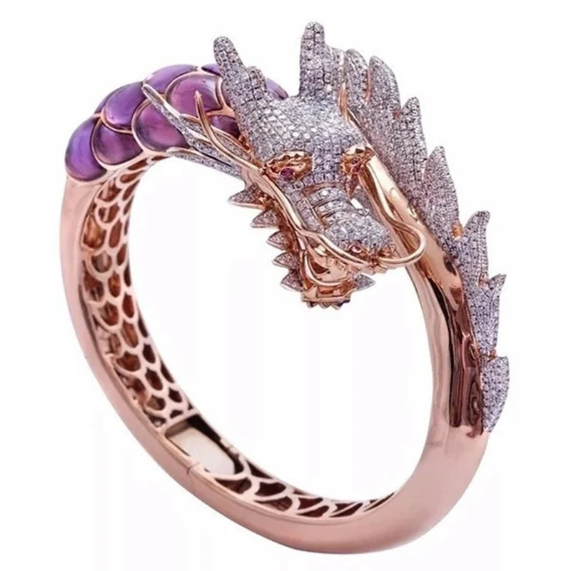 Мужское кольцо в стиле ретро виде когтя дракона из нержавеющей стали с фианитами