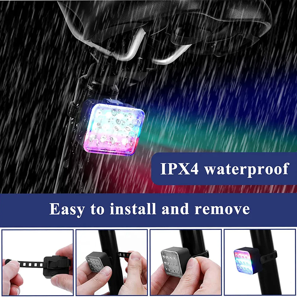 Светодиодный задний фонарь для велосипеда с зарядкой через USB 7 режимов освещения