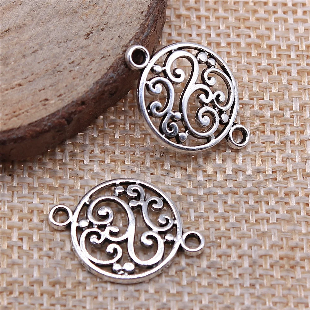 

Charms for Jewelry Making Findings Handmade DIY Craft 40pcs Antique Silver Color 14x20mm Flower Connector Charms Pendant
