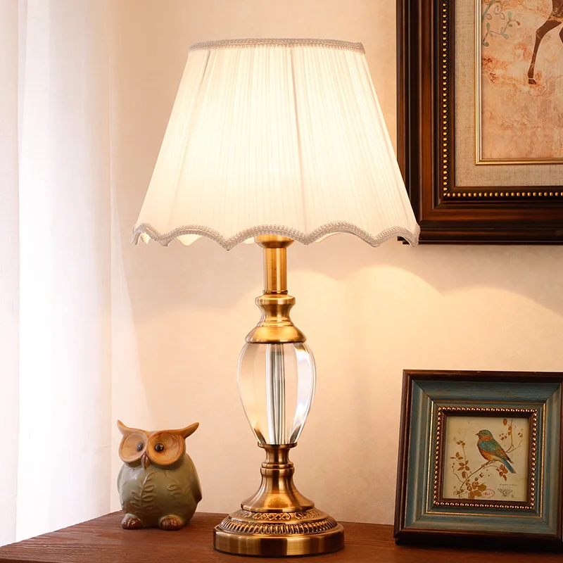 Хрустальная настольная лампа в американском стиле для спальни прикроватная