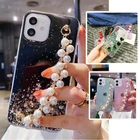Модный чехол с ремешком на запястье для iPhone 12 Mini 11 Pro X XS MAX XR 6 6S 7 8 Plus se 2020, чехлы для телефонов с блестящим браслетом