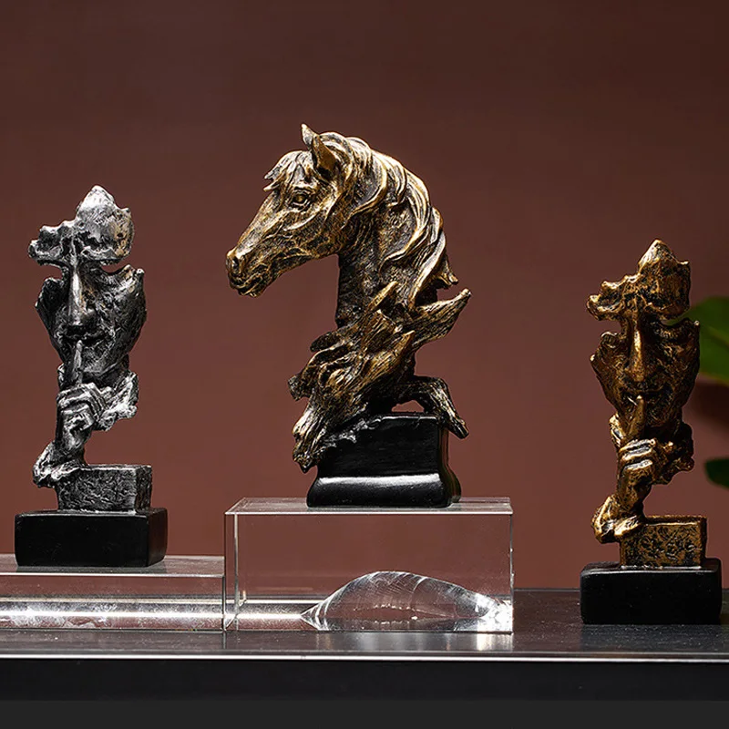 Статуя Из искусственной смолы скульптура и статуя тишина золото для украшения