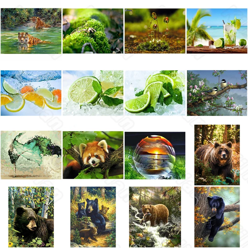 

Diy Diamond Decoration Painting Plant Lime and Raccoon and Beer Diamond Round Diamond Customizable Wall Art Decoration