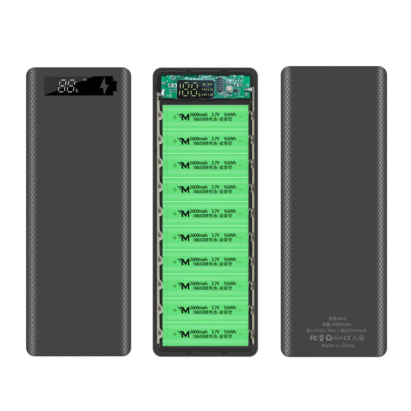 Внешний аккумулятор 10*18650 для самостоятельной сборки держатель аккумуляторов