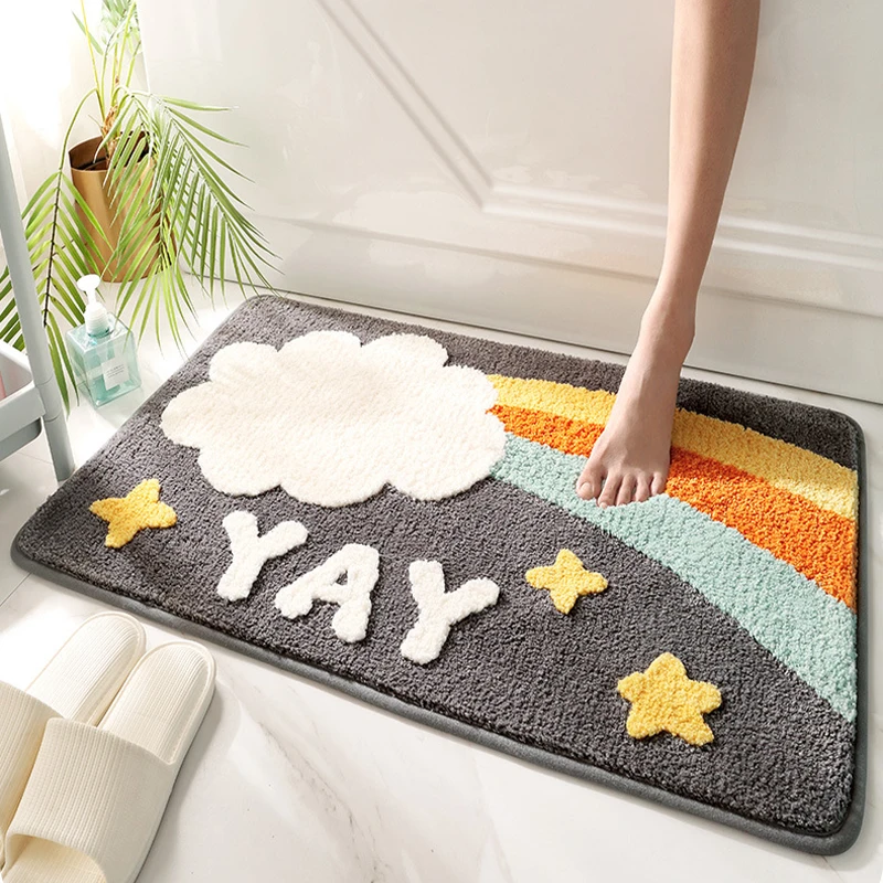 

Plant Velvet Household Bath Mat Quickly Absorb Water Anti-slip Toilet Bathroom Rug Multifunction Bedroom Living Room Soft Carpet