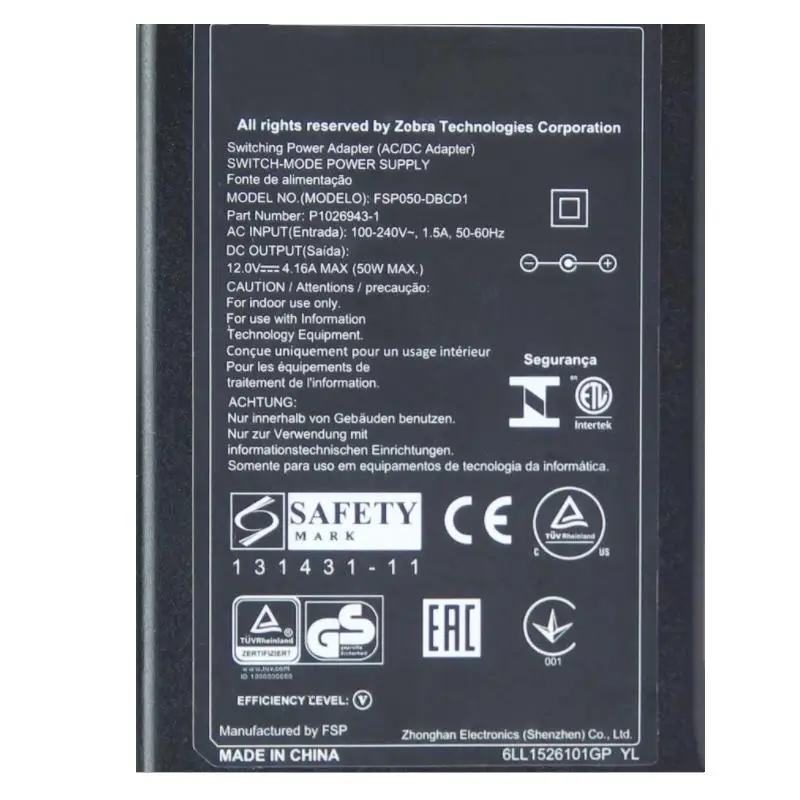 Оригинальное быстрое зарядное устройство для импульсного блока питания Zebra 12 В 4