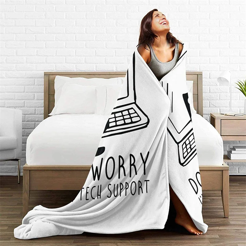 

Don't Worry I'm from Tech Support Navajo Cubre Camara Green Throw Blanket 3D Print On Demand Sherpa Super Comfortable For Sofa