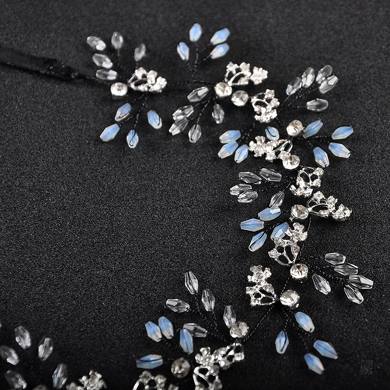 Обруч для волос Женский Свадебный стразы черного цвета украшение на голову |