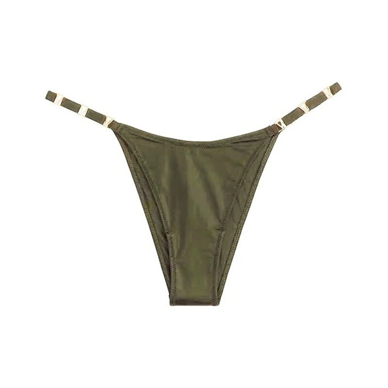 

Ladies sexy low waist metal V-shaped thin strap half-pack hip briefs comfortable cotton crotch T-shaped pants A19350