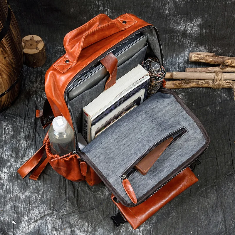 Luufan рюкзак из натуральной кожи для мужчин подходит 14 дюймов PC настоящей коровьей