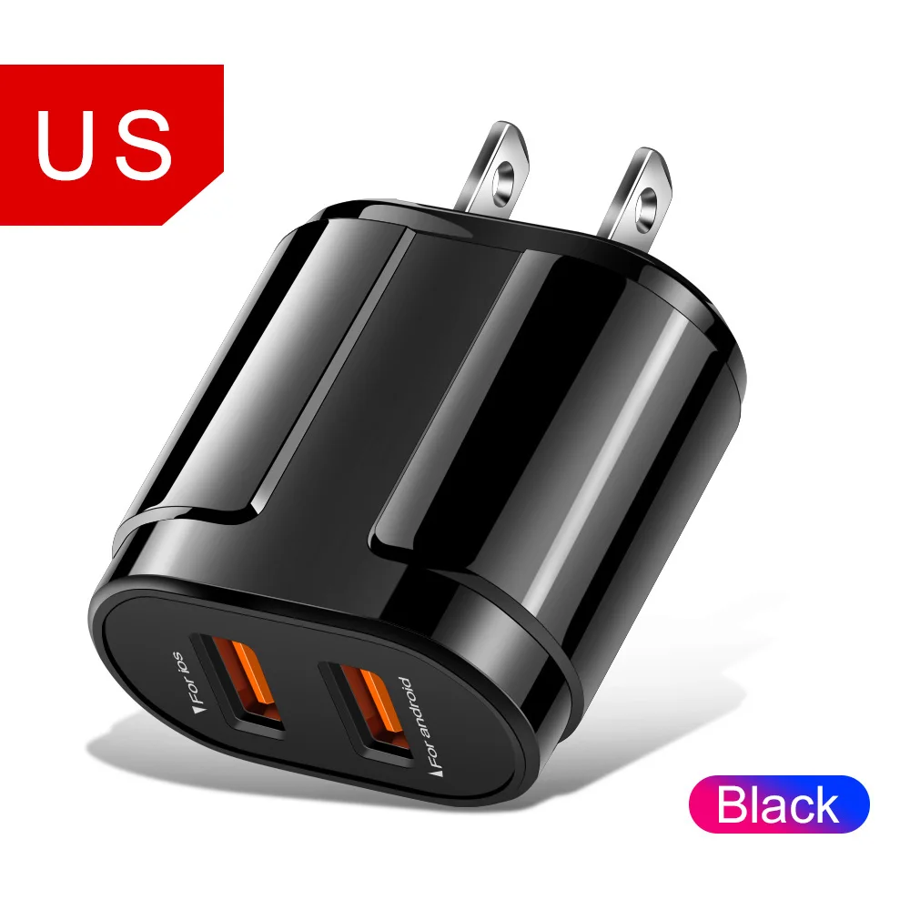 US Plug Олаф USB Зарядное устройство Dual Порты штепсельная вилка европейского стандарта, 5 В/2.4A дорожный настенный адаптер мобильный телефон Micro USB разъем для зарядки и синхронизации данных для iphone samsung Xiaomi huawei LG - Тип штекера: US Plug