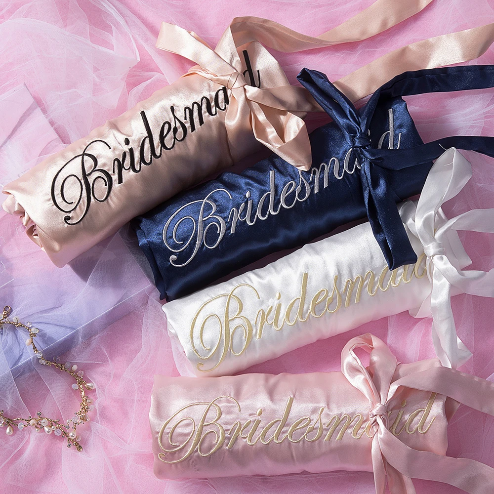 Ночная сорочка Женская атласная с вышивкой пикантный халат-кимоно свадебная