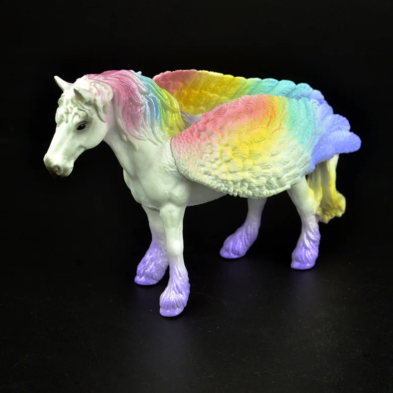 rainbow flying horse Новое поступление, 3 типа, сказочное мифическое создание, Радужный Единорог, летающая фигурка лошади, развивающие игрушки, фигурка, детский подарок - Цвет: rainbow flying horse