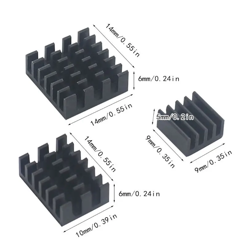 

3Pcs/Set Aluminum Heatsink Radiator Cooler Kit with Adhesive Tape for Raspberry Pi 4B 83XB