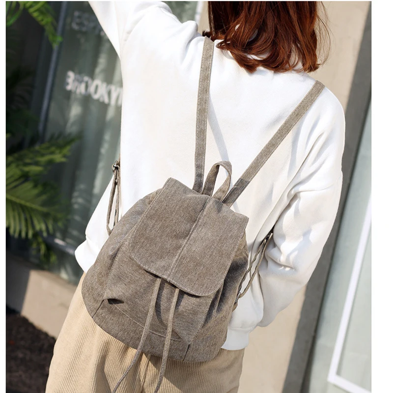 

New Denim Canvas Women Backpack Drawstring School Bags For Teenagers Girls Small Backpack Female Rucksack Mochilas Feminin