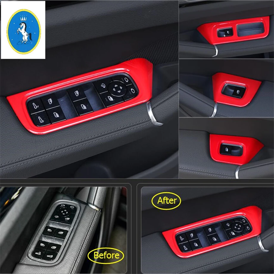 

Inner Door Armrest Window Switch Control Panel Cover Trim Accessories For Porsche Cayenne 2018 2019 2020 2021 ABS Interior Kit