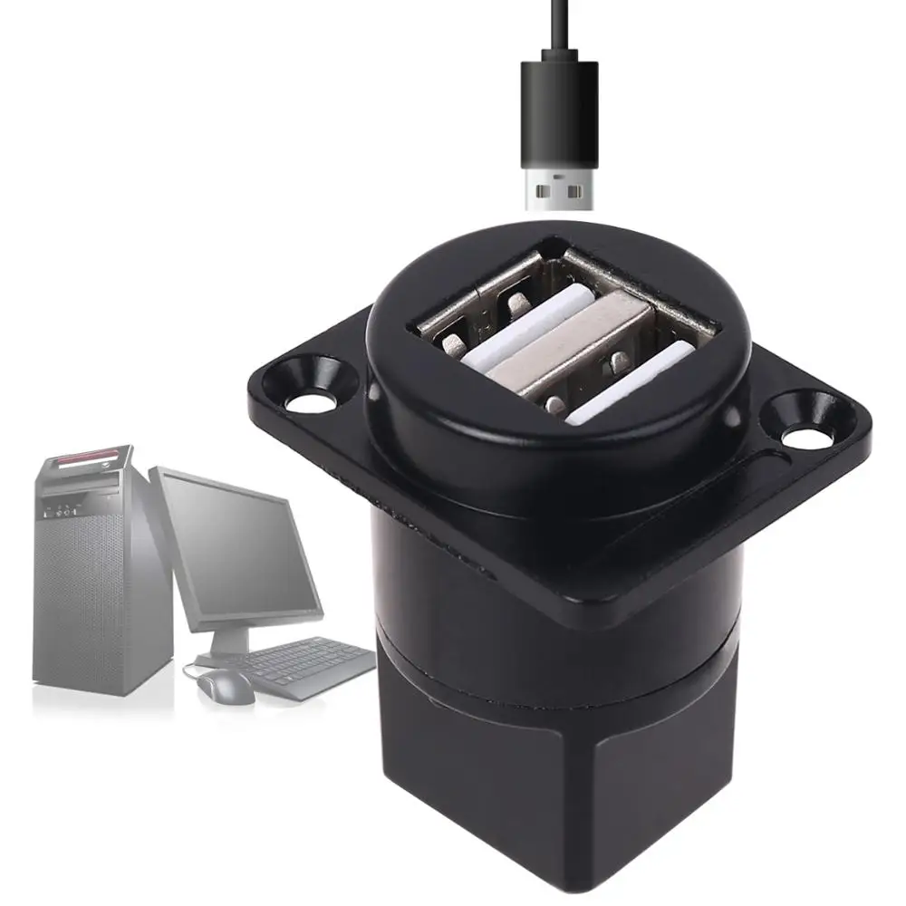 Гнездо USB типа D металлическое двойное гнездо 2 0 USB2.0 коннектор для монтажа
