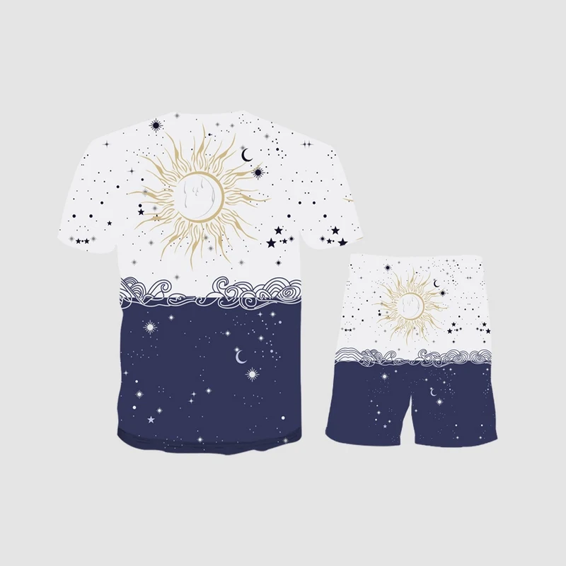 

2021 Men's Clothing Casual Fashionable Fun Suit Summer 3D Layered Print Men's Shorts/T-shirt Men's Suit 2-piece Can Be Large