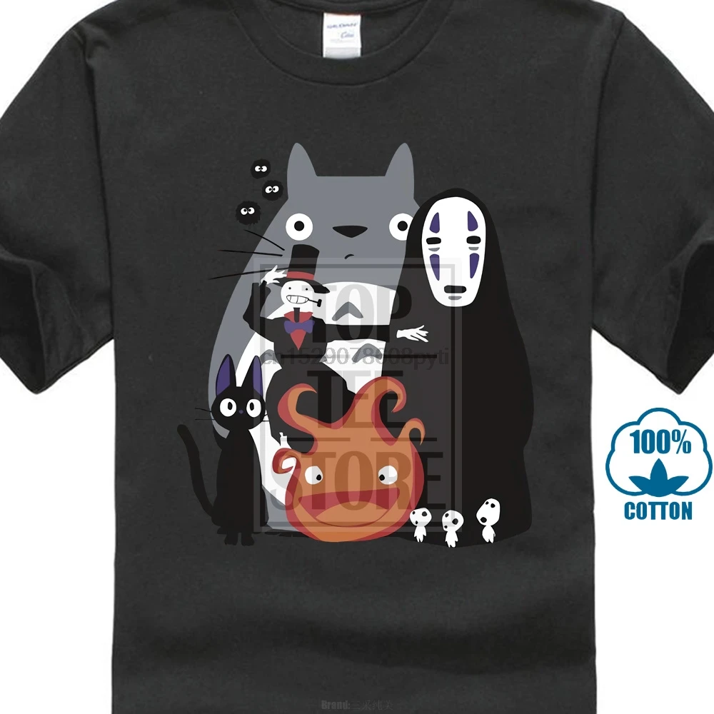 Повседневные рубашки для мужчин Hayao Miyazaki No Face Man Тоторо кальцифер Ретро футболки с
