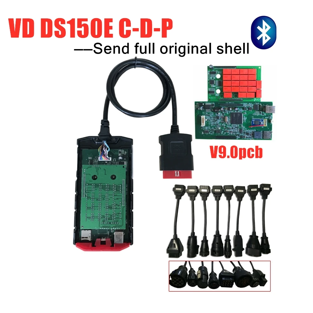 Бесплатная доставка новинка v9.0 плата vd ds150e cdp с bluetooth 2016R0/2015R3 OBD2 сканер инструмент