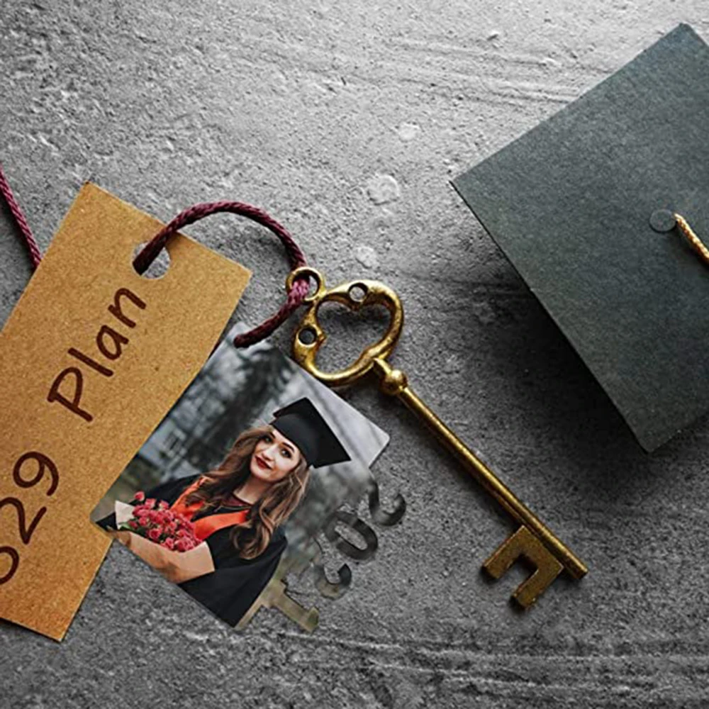 

20 Pieces 2021 Graduation Sublimation Blanks Key chains Diy Heat Transfer Key chain Board With Key Rings For 2021 Key chain