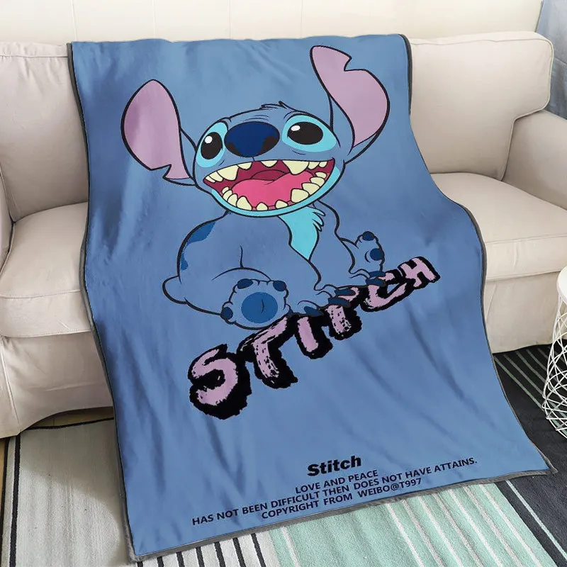 

Disney Cartoon Lilo & Stitch 3D Flannel Thick Blankets Customized Bedspread For Childrens Boys Girls Couch Quilt Cover Traveling