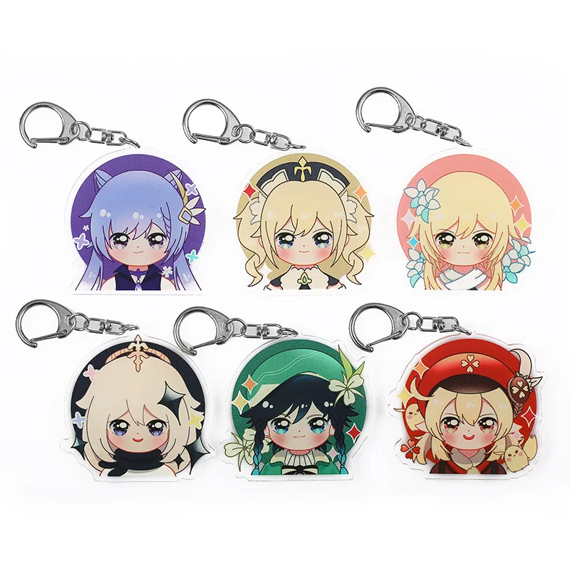 

Popular Anime Genshin Impact Keyrings Acrylic Figure Paimon Venti Cosplay Key Chains Kawaii Bag Keychain Fans Collection Props