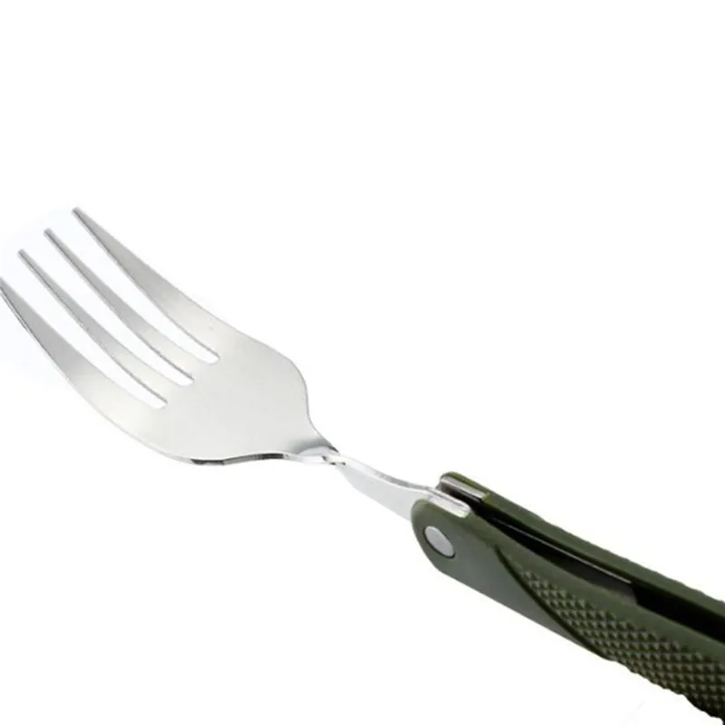 

Stainless Steel Portable Folding Cutlery Set Fork Knife With Army Green Pouch Survival Camping Bag Outdoor Cutlery Container