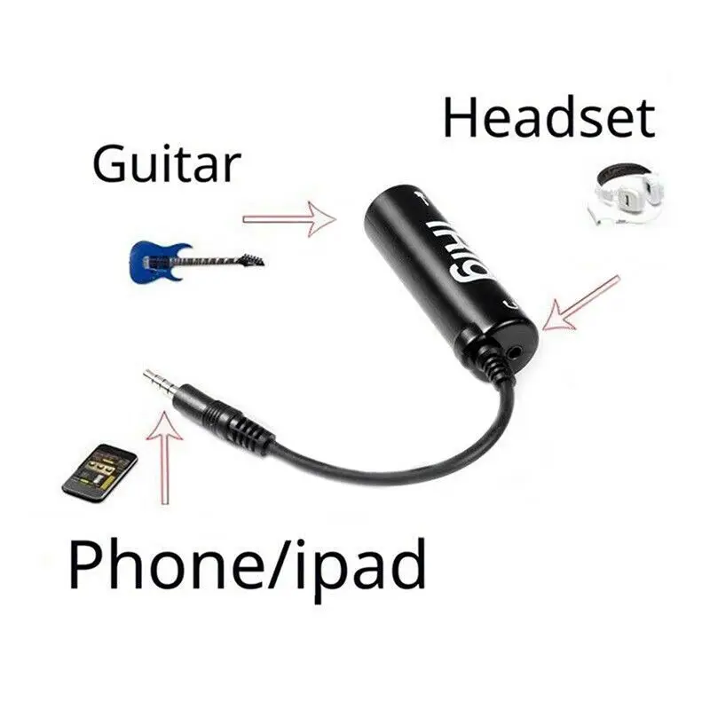 Black Guitar Interface IRig Converter Replacement Guitar for Phone