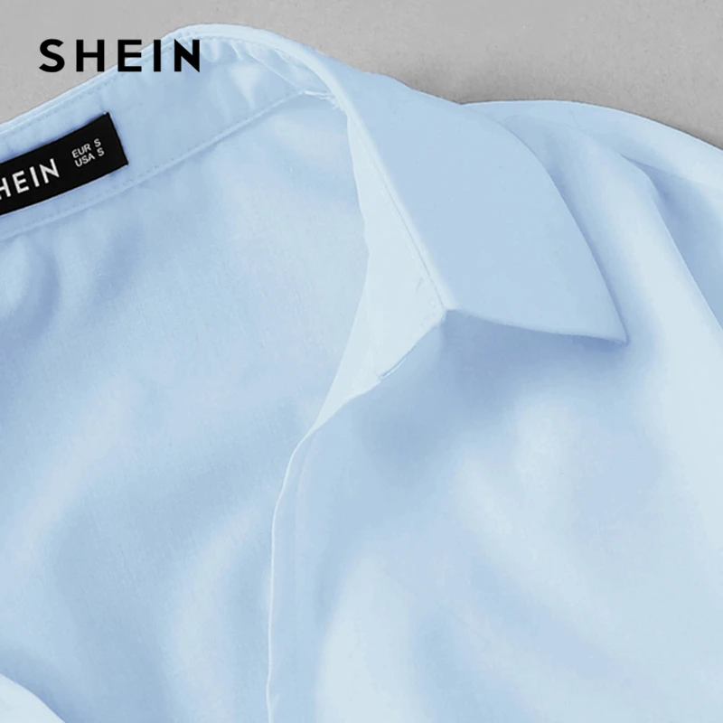 SHEIN женская блузка с леопардовым принтом и карманами, женская одежда, весна, повседневные женские топы с длинным рукавом, одноцветные свободные блузки