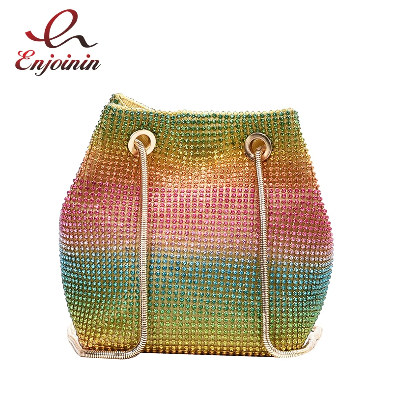Роскошные женские вечерние сумочки и с разноцветным алмазным ковшом сумка через