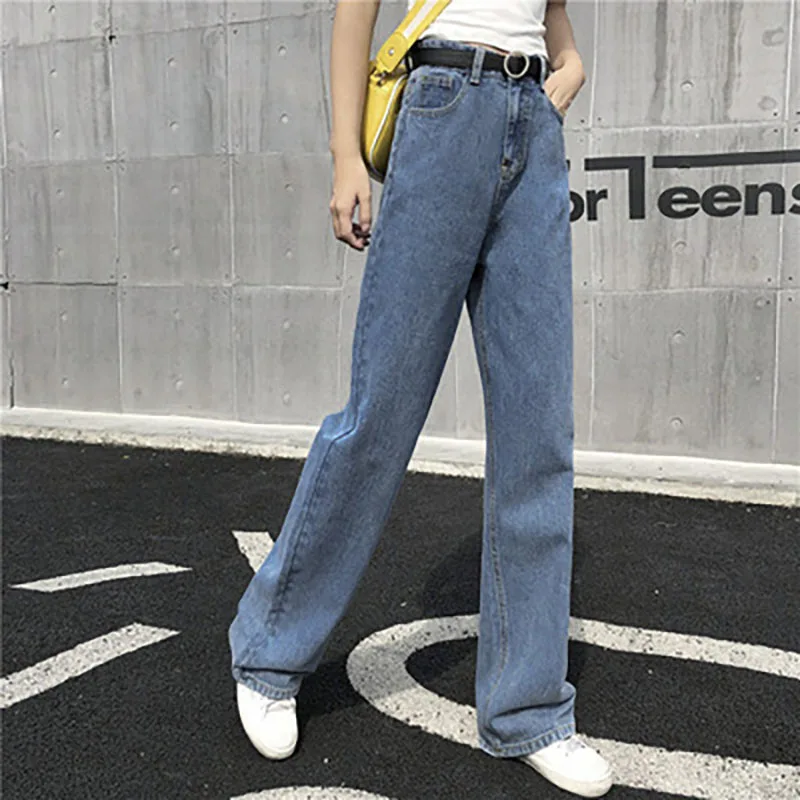

Summer Women's Jean Straight Leg Jeans Women High Waist Slim Loose Jeans Casual Washed Mom Fashion Trousers 40-30