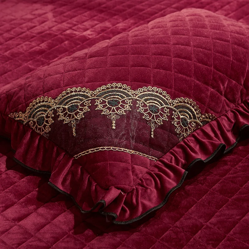 Стеганый кружевной чехол для подушки бархатный домашний декоративный