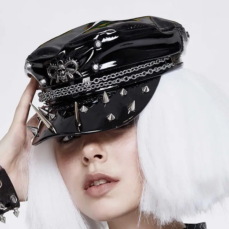 Devil Модные женские панк заклепки Череп искусственная кожа кепки AS041 | Аксессуары