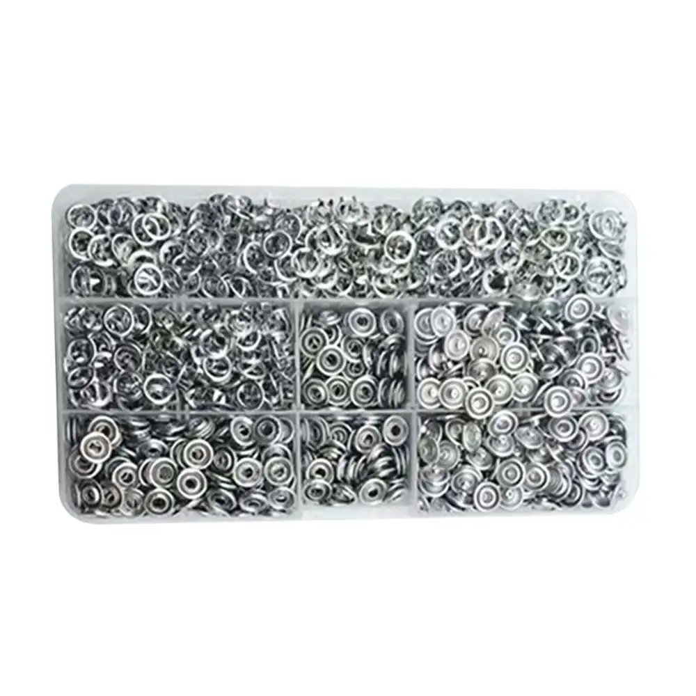 

360 Pieces Metal Sewing Button Set Silver Color Hollow / Solid Press Studs New