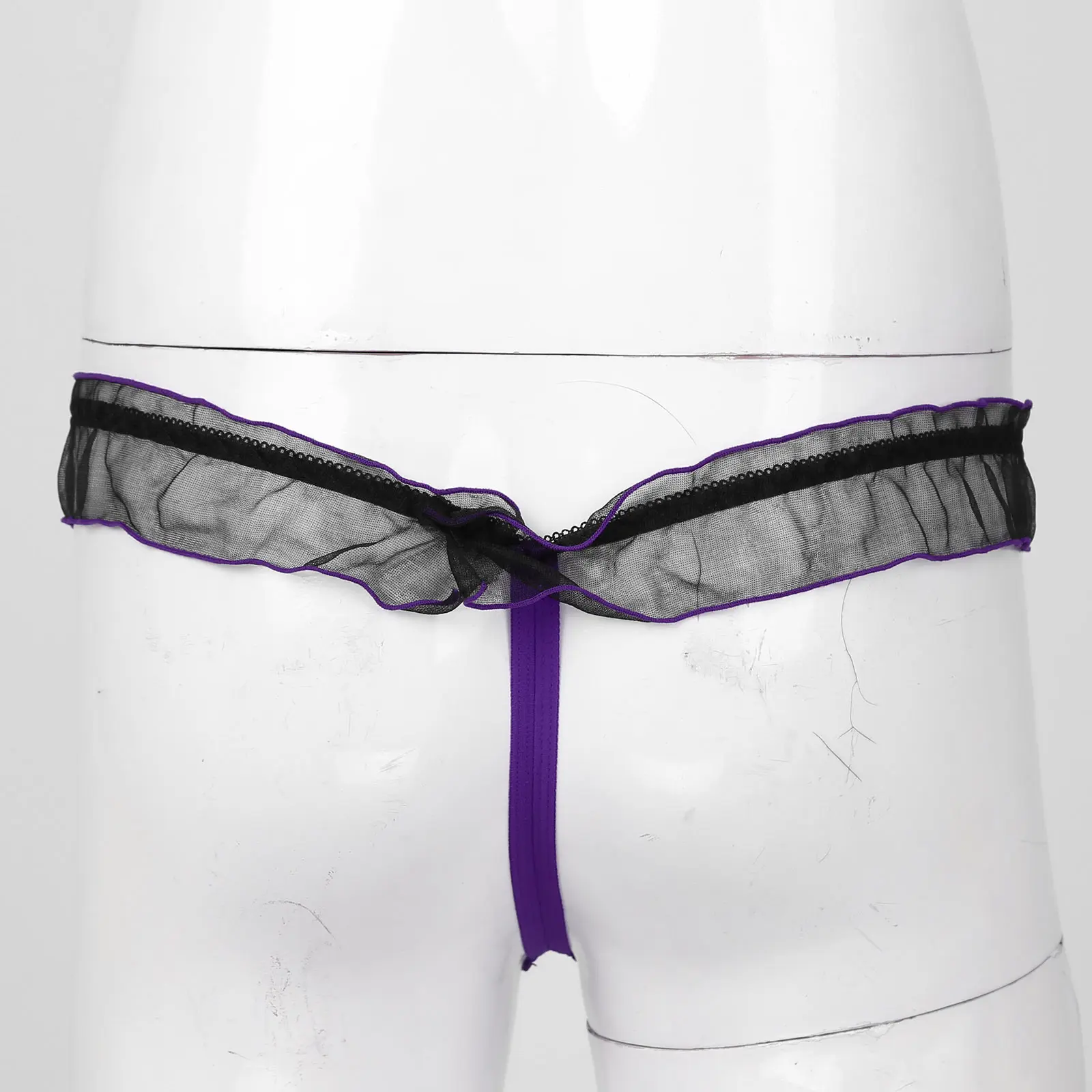 Трусы-стринги мужские кружевные с цветочной вышивкой |