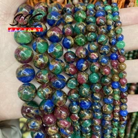 natural mix color cloisonne beads round loose stone beads for jewelry making diy bracelet necklace accessories 4 6 8 10 12mm 15