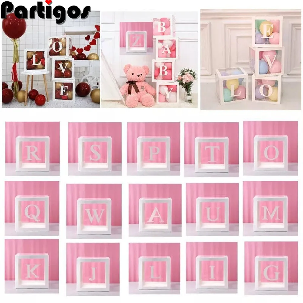 

Alphabet Custom Transparent Name Box Baby Shower Boy Girl Wedding 1st Birthday Party Decoration Kids Gender Reveal Home Decor