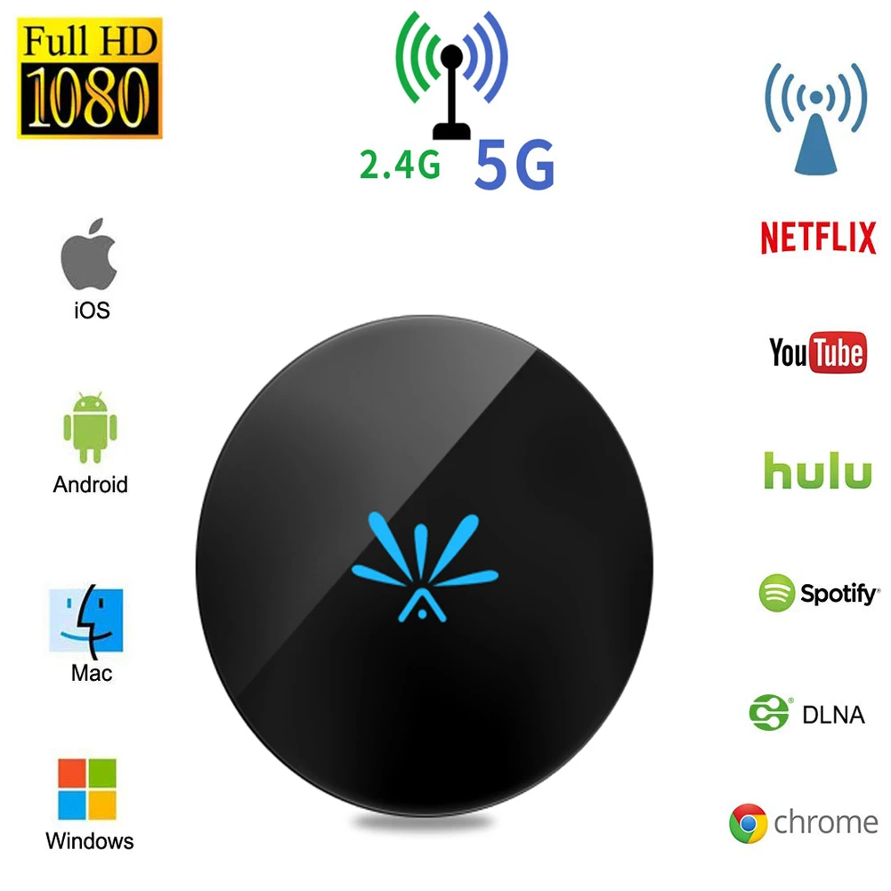 Новейший G6 HDMI беспроводной дисплей Receiver2.4/5G WiFi 4K 1080P Мобильный экран литой зеркальный адаптер ключ Chromecast толкатель