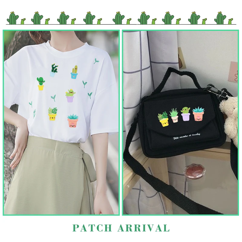 6pcs Cute Green Plant Iron on Patches Clothes Stripes Children Embroidered for Clothing Needlework Accessories Decor | Дом и сад
