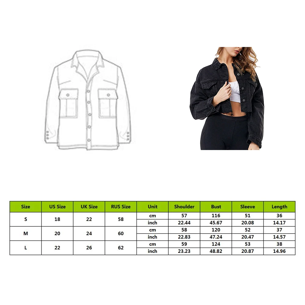 

New Black Drop Shoulder Long Sleeve Frayed Hem Ripped Crop Denim Jacket Women High Street Single Breasted Solid Short Jackets