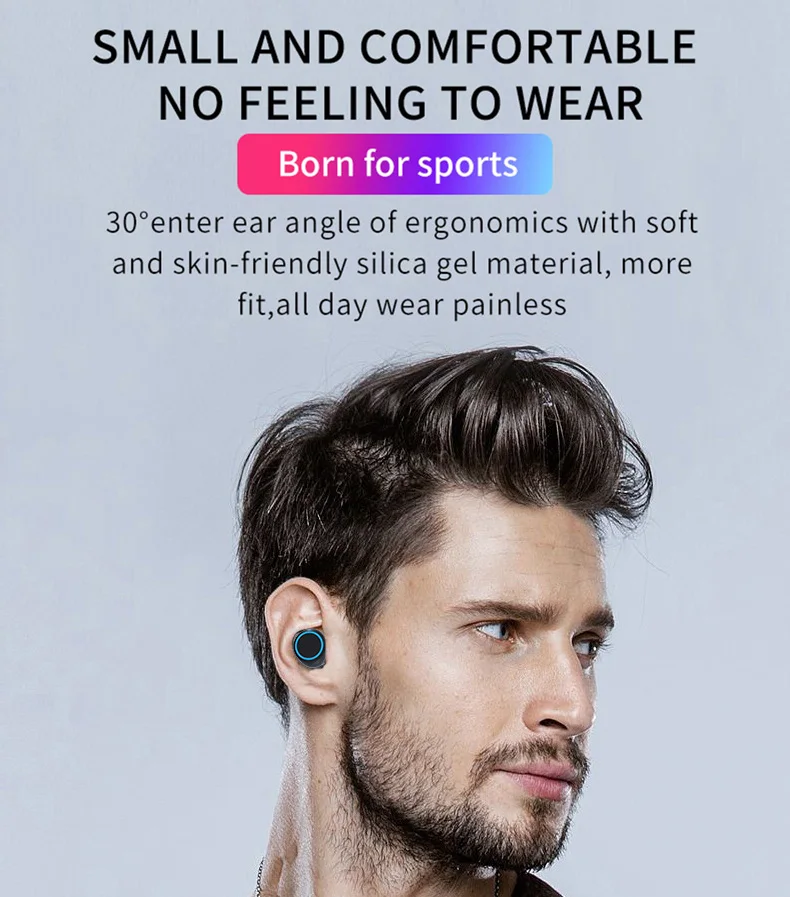 8D беспроводные наушники Bluetooth наушники V5.0 Спортивные Беспроводные наушники светодиодный дисплей сенсорное управление стерео гарнитура с микрофоном