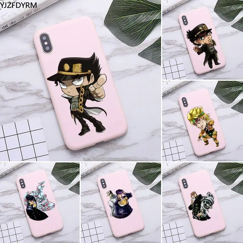 

JoJo's Bizarre Adventure JoJo Anime Phone Case for iPhone 11 Pro Max X XR XS 8 7 6s Plus Matte Candy Pink Silicone Cases