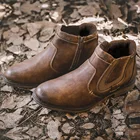 Мужские классические ботинки из искусственной кожи; Модная мужская обувь в винтажном стиле; Ботильоны на молнии; Сезон зима-осень; Военные мотоциклетные сапоги большого размера для мужчин