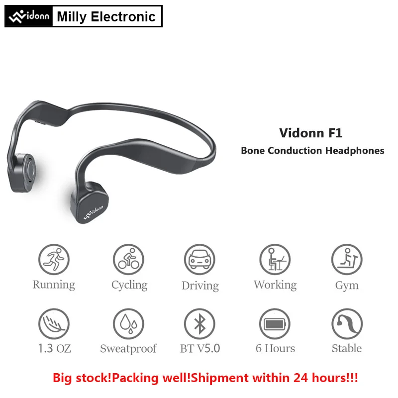Vidonn F1, беспроводные наушники с костной проводимостью, HiFi, Bluetooth, микрофон, с шумоподавлением, водонепроницаемые, с шейным ремешком, спортивные наушники для бега